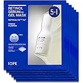 IOPE Retinol Serum in Deep Collagen Gel Mask 5+1 Set | Double-Layered Hydrogel Sheet for High Adhesion, A Full Bottle of Retinol RX 1% Serum, Intense Firming & Plumping, Anti-Aging, Korean Skincare