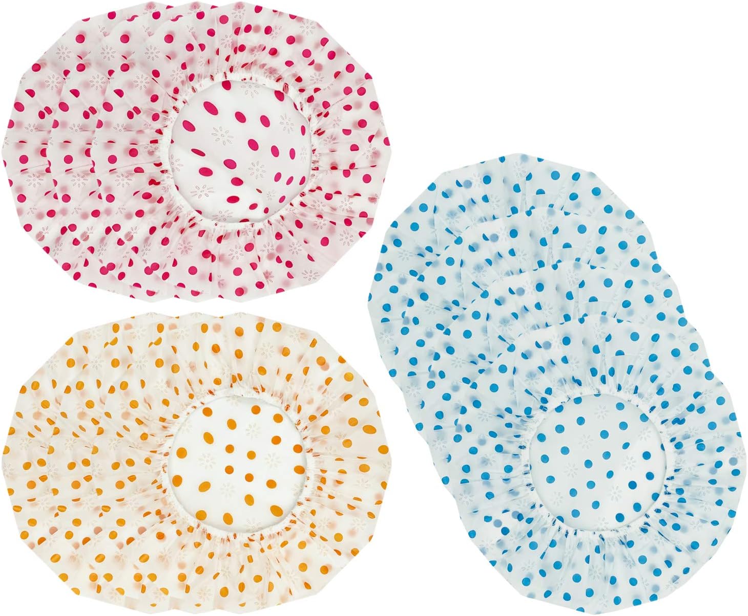10pcs Waterproof Shower Caps Elastic Reusable Plastic Bathing Hair Cap for shower, cooking and salon, Random Color
