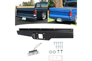 SEBLAFF Black Rear Bumper Steel Roll Pan with License Light Screws Replacement for 1982-1993 S10 S15 Sonoma Pickup