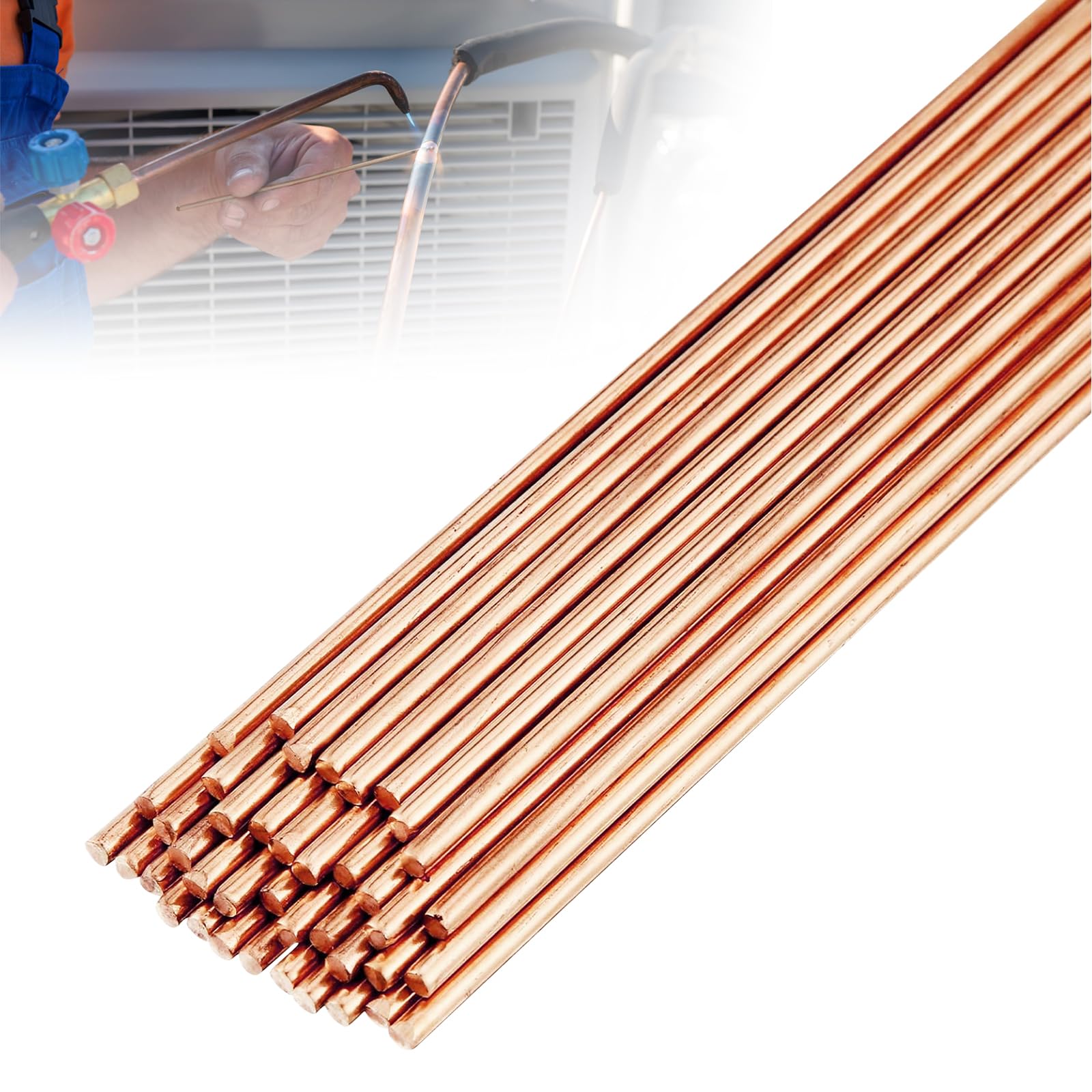 Photo 1 of 30Pcs Copper Brazing Rods, Phosphor Copper Solder, Phosphor Copper Round Welding Rod, Low Melting Point and High Fluidity Phosphor Copper Welding Wire for Brazing of Copper and Copper Alloys