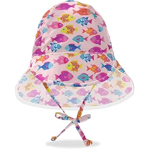 WIFIU Colorful Fish Pink Pattern Baby Sun Hat for Girls Boys Toddler Beach Bucket Hats for Camping Travel Outdoor 2-4T