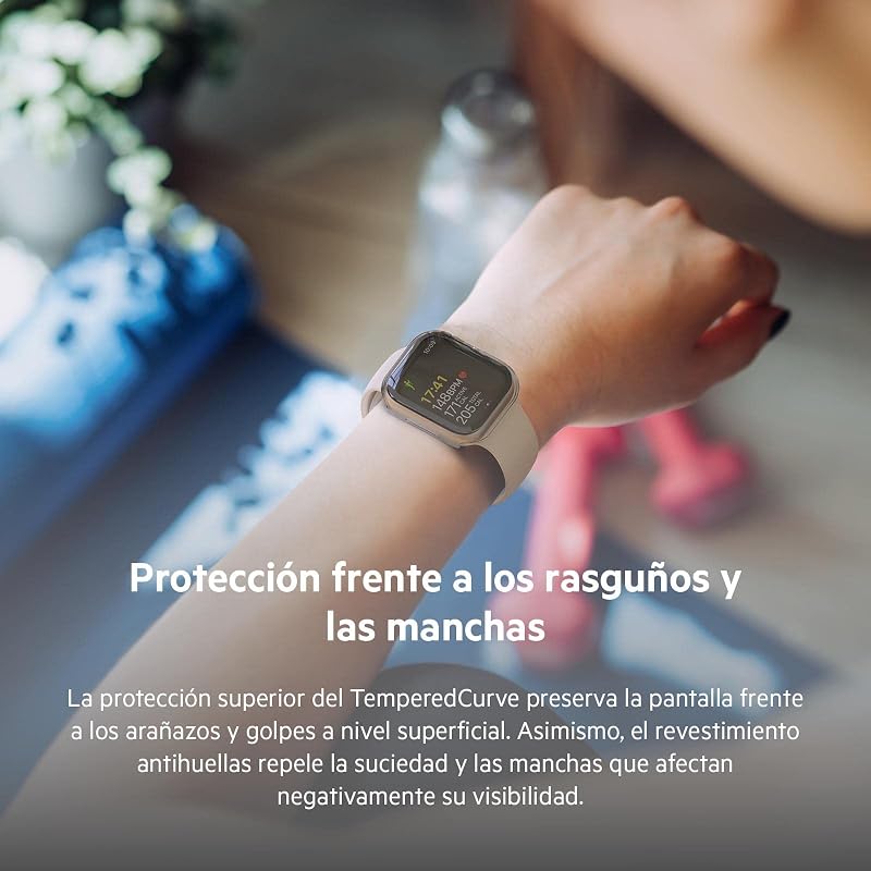Capa ScreenForce para Apple Watch 40mm, 41mm, Series 8, SE, 7, 6, 5 e 4 com borda elevada e protetor de ecrã TemperedGlass integrado, resistente a riscos e fácil de instalação - Transparente