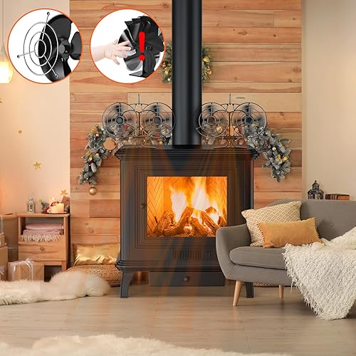 PEDOOD Wood Stove Fan with Protective Cover Dual Motor Heat