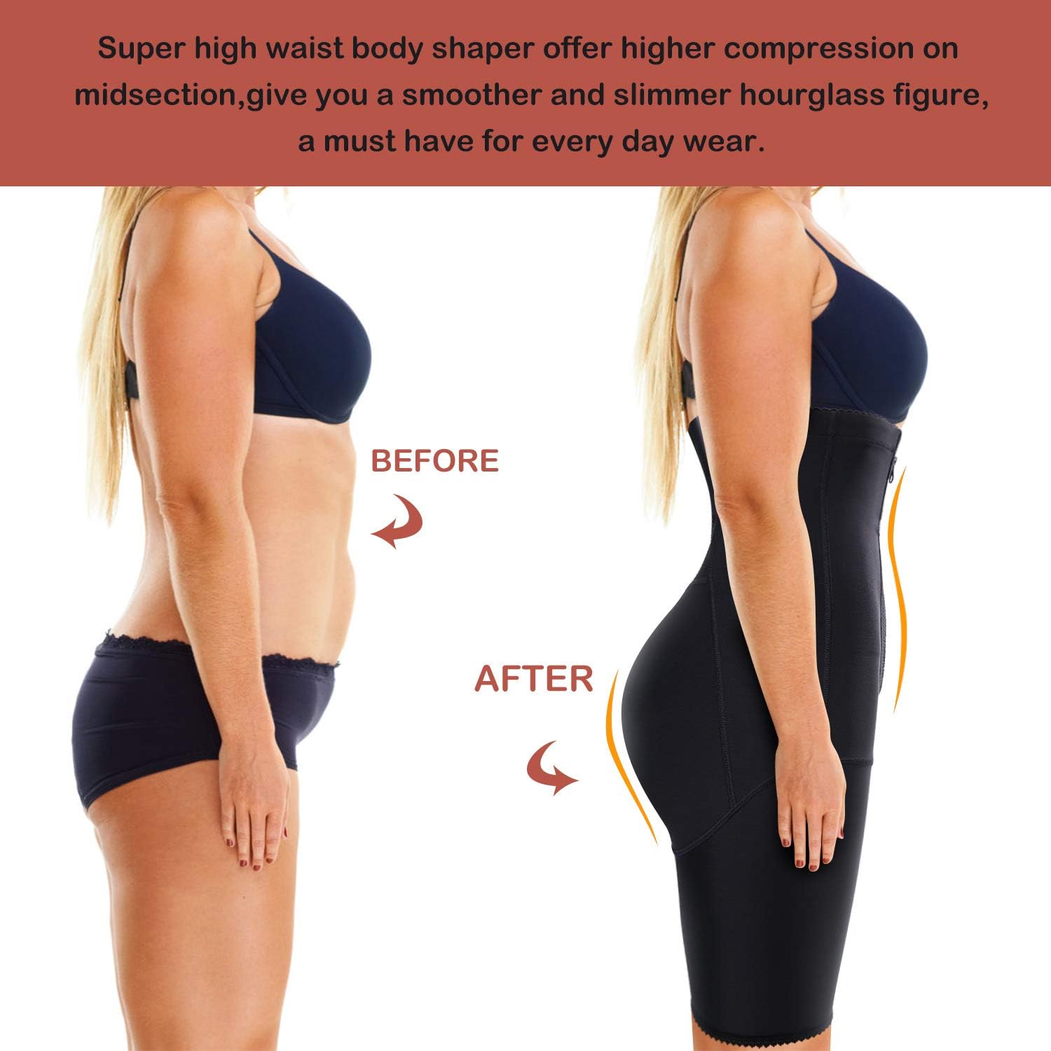 Nebility Women Waist Trainer Shapewear Zipper & Hook Body Shaper Shorts High Waist Butt Lifter Comfort Thigh Slimmer at  Women’s Clothing store