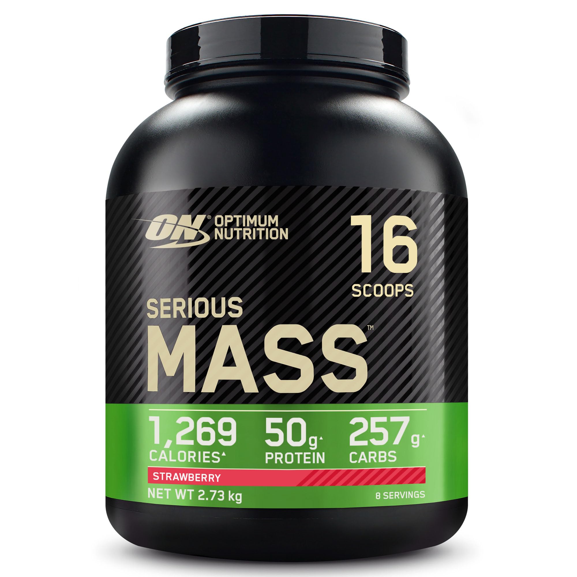 Optimum Nutrition Serious Mass Protein Powder High Calorie Mass Gainer with Vitamins, Creatine and Glutamine, Strawberry, 8 Servings, 2.73 kg, Packaging May Vary
