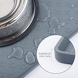 Coomazy Cat & Dog Feeding Mat Silicone Waterproof Bowl Tray Grey 18.9x11.8in view 3