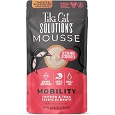 Tiki Cat Solutions Mobility Mousse, Chicken &amp; Tuna Recipe in Broth, Formulated to Support Healthy Joints, Functional Wet Cat Food, 2.4 oz. Pouch (12 Count)