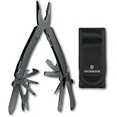 Victorinox Swiss Tool Spirit MXBS Multitool with 24 Lockable Functions | Swiss Made Pliers and Wire Cutter with One-Handed Opening Blade and Belt Cutter in Black Oxide Finish with Nylon Pouch