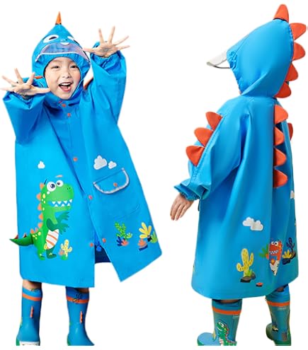 Chubasquero Largo Forrado Para Niños | Impermeable Con Capucha Transparente Y Cubrepies | Ligero Y Plegable | Para Lluvia Y Nieve