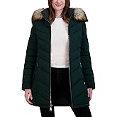 Laundry by Shelli Segal Women's Stretch Quilted Puffer Coat – Heavyweight Winter Jacket Faux Fur Hood