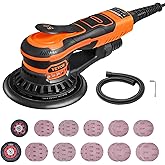 VEVOR Random Orbital Sander 5 &amp; 6-Inch, 350W Brushless Orbital Sander, 10,000 PRM 6 Variable Speed Electric Palm Sander with 20PCS Sandpapers, Dust Connector &amp; Hose for Woodworking Detailing Sanding