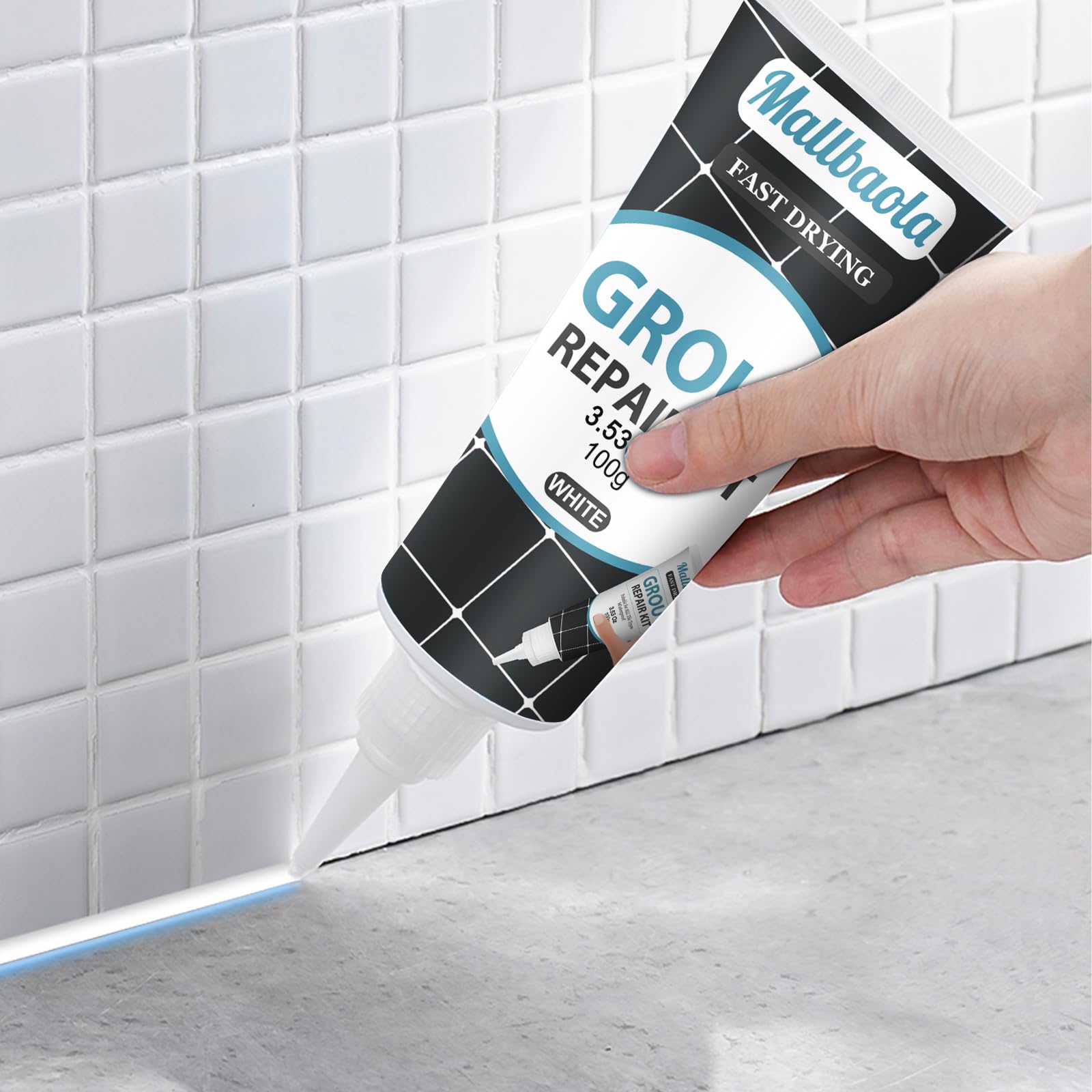 Photo 1 of Tile Grout Repair Kit, 2 Pack White Grout Filler Tube, Fast Drying Grout Repair Kit, Grout Repair for Bathroom Shower Kitchen Floor Tile, Restore and Renew Tile Line, Gaps, Replace Grout Pen(White)