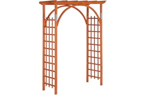 VINGLI 85in Wooden Arbor, Wedding Arch for Ceremony, Wood Trellis for Plant Climbing, Christmas Decor Pergola for Garden Backyard, Lawn (Teak)