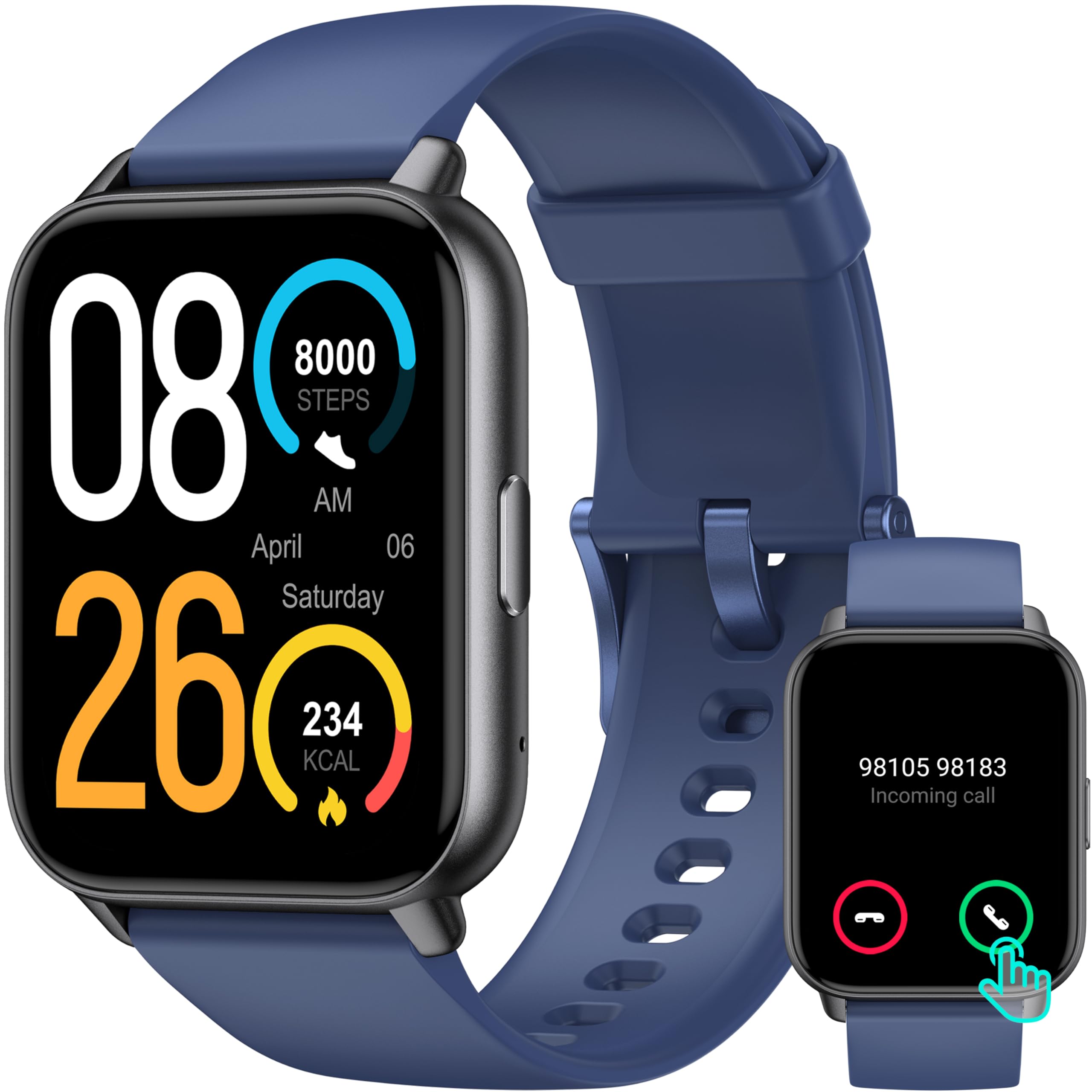 LETSACTIV Smart Watch for Men Women,1.91" HD Fitness Tracker, Answer/Make Calls, No App/Phone Needed Pedometers, Fitness Watch with Blood Oxygen Heart Rate Monitor,100+Sports Modes Step Counters,Blue