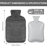 Jsdoin Hot Water Bottle with Faux Fur Cover 2L Dark Grey UK view 3