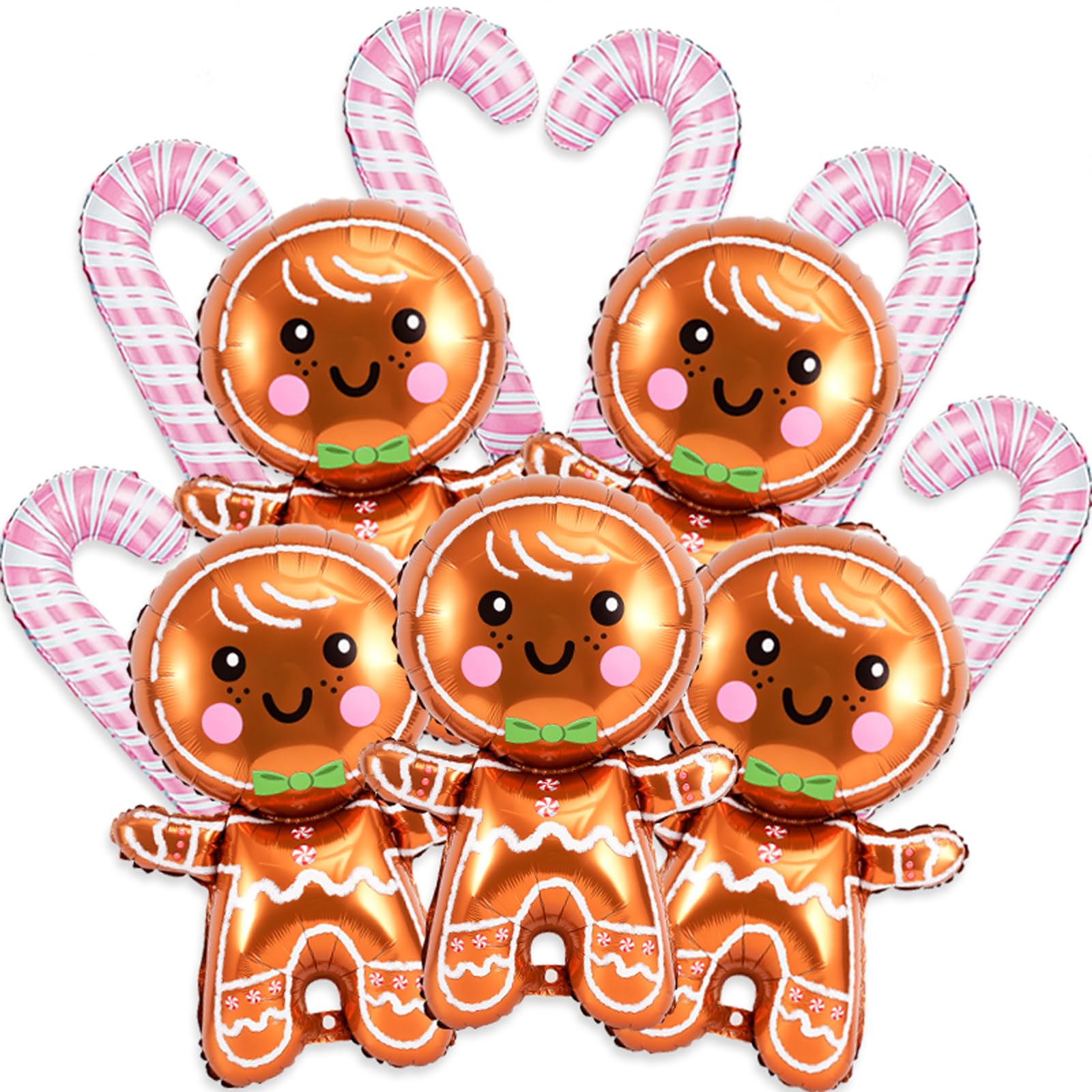Photo 1 of 11PCS Large Gingerbread Balloons Pink Candy Cane Balloons Set, Gingerbread Foil Balloons for Gingerbread Party Decorations, Candy Cane Foil Balloons for Candy Canes Christmas Decorations