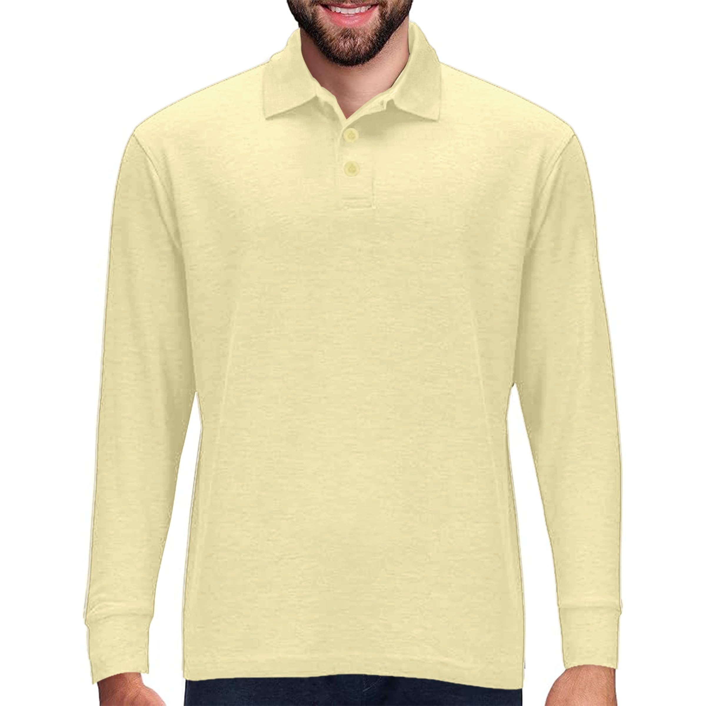 Premium Wear Long Sleeve Polo Shirt for Men, Cotton-Blend Fabric Golf ...