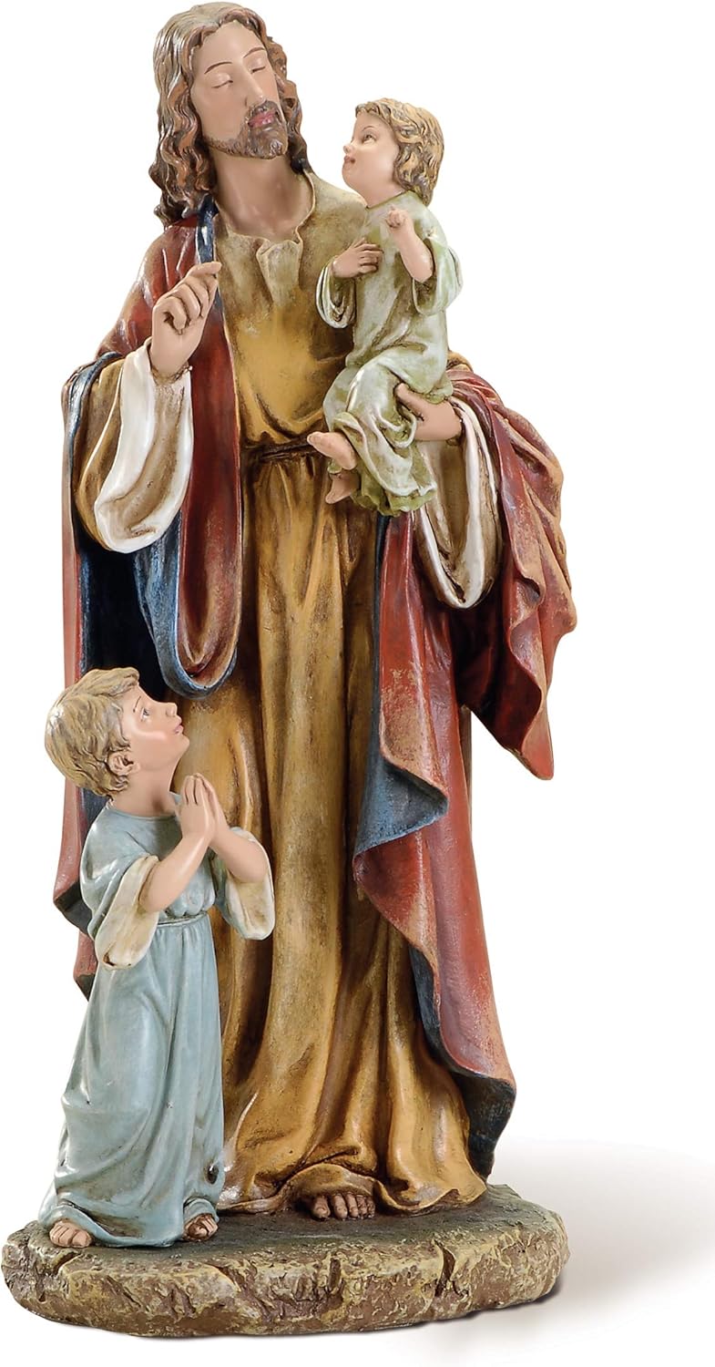 Joseph's Studio by Roman - Jesus with Children Figure on Base, Life of Christ, Renaissance Collection, 10" H, Resin and Stone, Religious Gift, Decoration