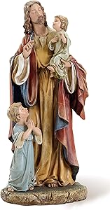 Joseph's Studio by Roman - Jesus with Children Figure on Base, Life of Christ, Renaissance Collection, 10" H, Resin and Stone, Religious Gift, Decoration