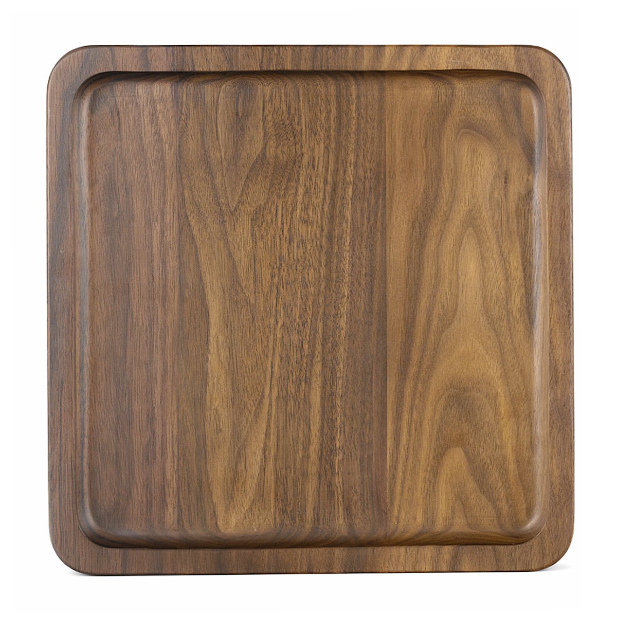 Photo 1 of Rustic Walnut Wooden Tray Solid Wood Serving Tray Square Rectangle Platter Tea Tray Coffee Table Tray (Large Square with Grooves?11x11x1inch?)