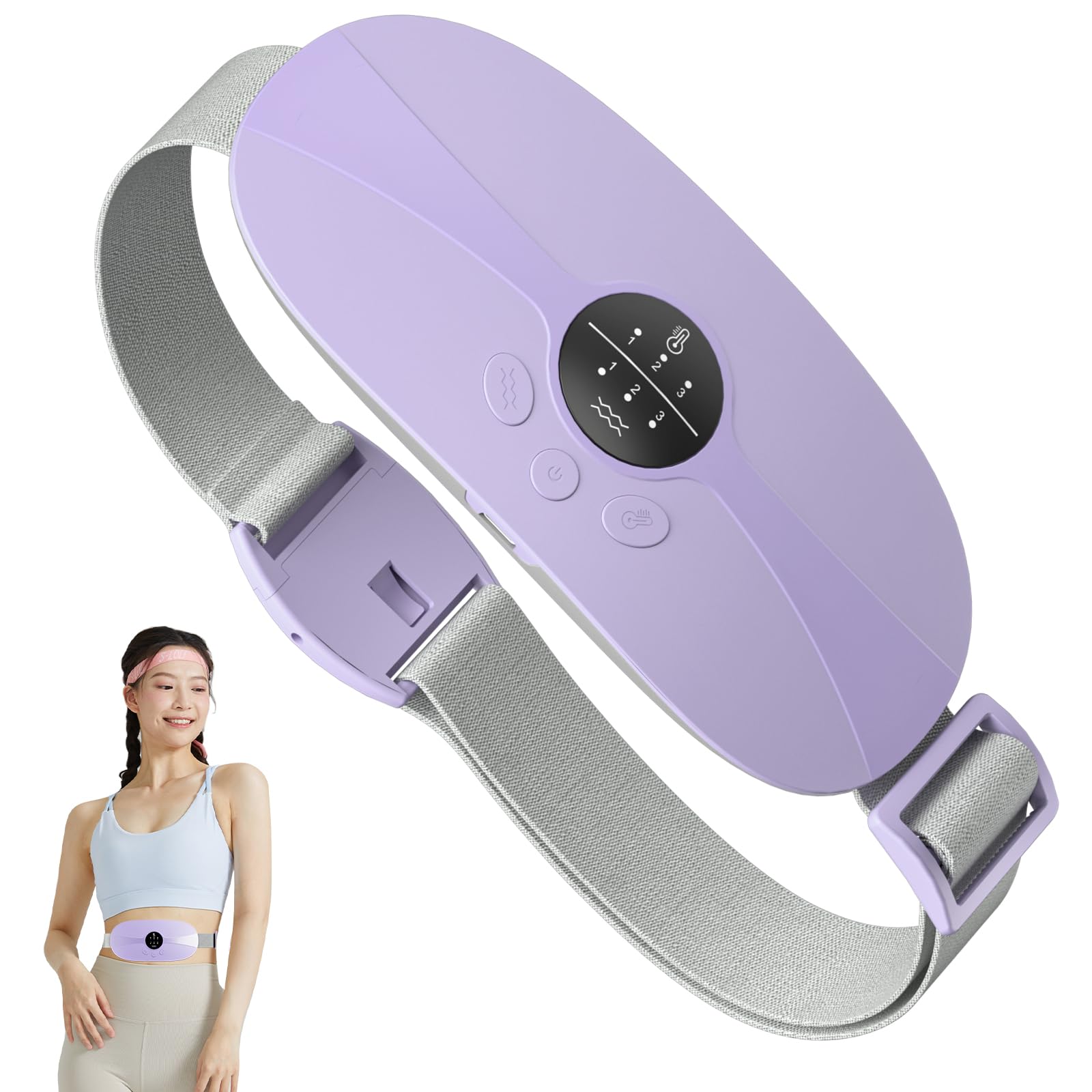 Portable Menstrual Heating Pad, KBCASE Period Cramp Heat Pad with 3 Setting Levels, Fast Heating Pad for Period Pain Relief, Electric Menstrual Belt for Stomach Back Pain Relief Women and Girl