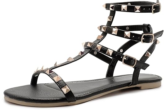 SANDALUP Funkelnd Niets Straps Damen Sandalen mit Verstellbare Metall Schnalle Sommer Schuhe