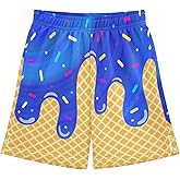 Dallonan Boys Athletic Shorts Basketball Shorts Ice Cream Hiking Gym Shorts with Pocket for Outdoor Activity 7-15Y