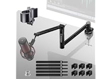 M05 Boom Arm, 360° Rotatable Microphone Stand with Desk Mount, Foldable Desk Mic Arm with 3/8'' to 5/8'' Screw Adapter, Micro