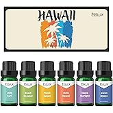 Hawaii Fragrance Oil, ESSLUX 6x10ml Essential Scented Oils Set, Candle Making Scents, Soap Making, Laundry, Diffuser Oil Fresh Scents for Spring Summer, Ocean Breeze, Beach Coconut