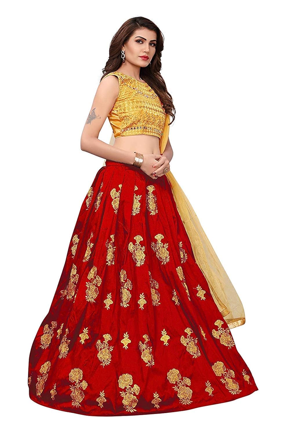 shree kuldevi creation women's silk sami stitched gown (free size)