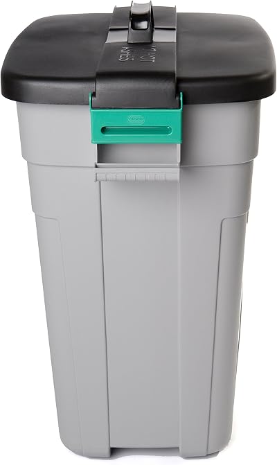 Addis Outdoor Rectangular Dustbin 90 Litre with Lockable Lid Grey Black