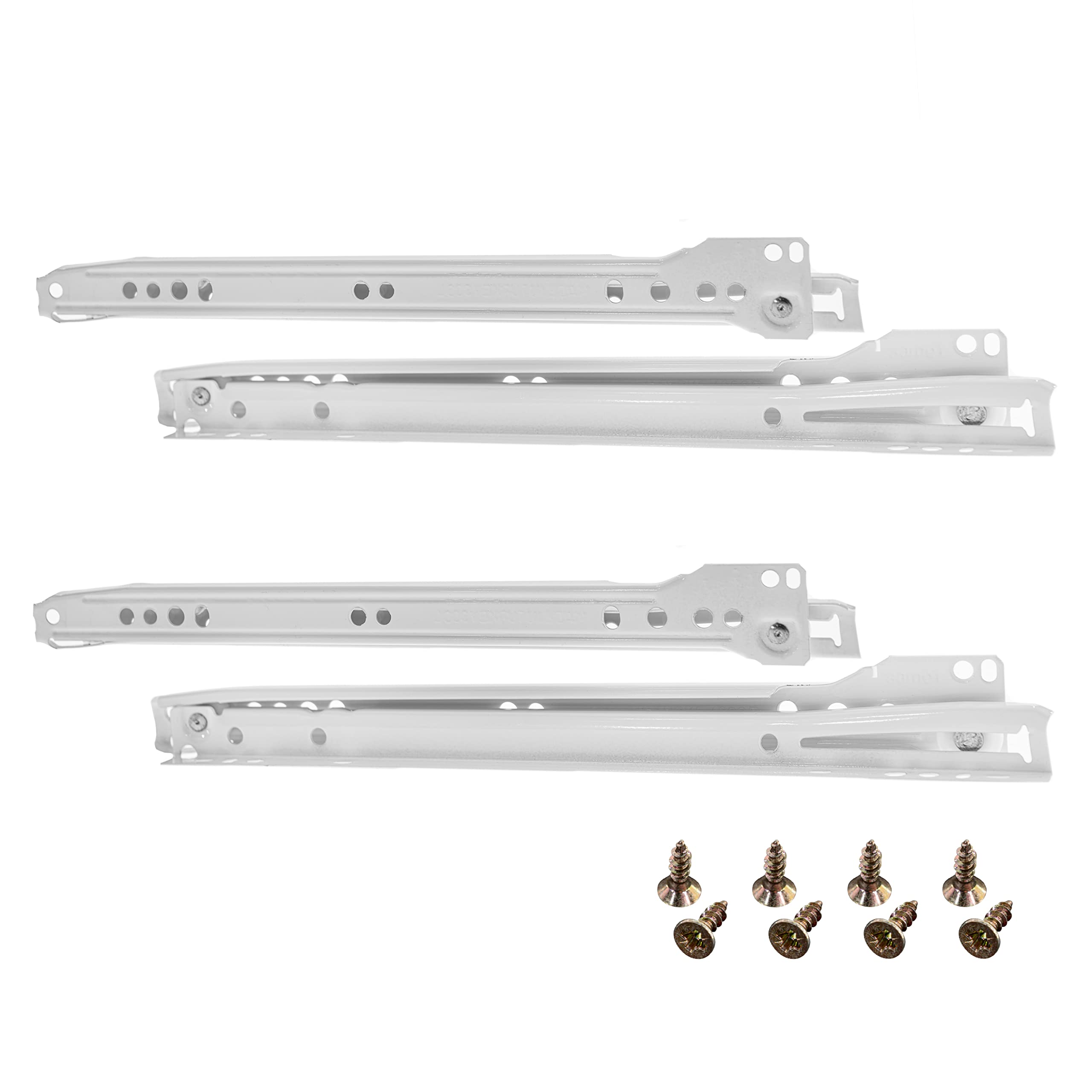 HELPMATE Roller Slide Guide 300 mm 2 Pairs 4-Piece Set Rail Drawer Rail Drawer Pull-Out Rail System Drawer Partial Extension White incl. Mounting Hardware