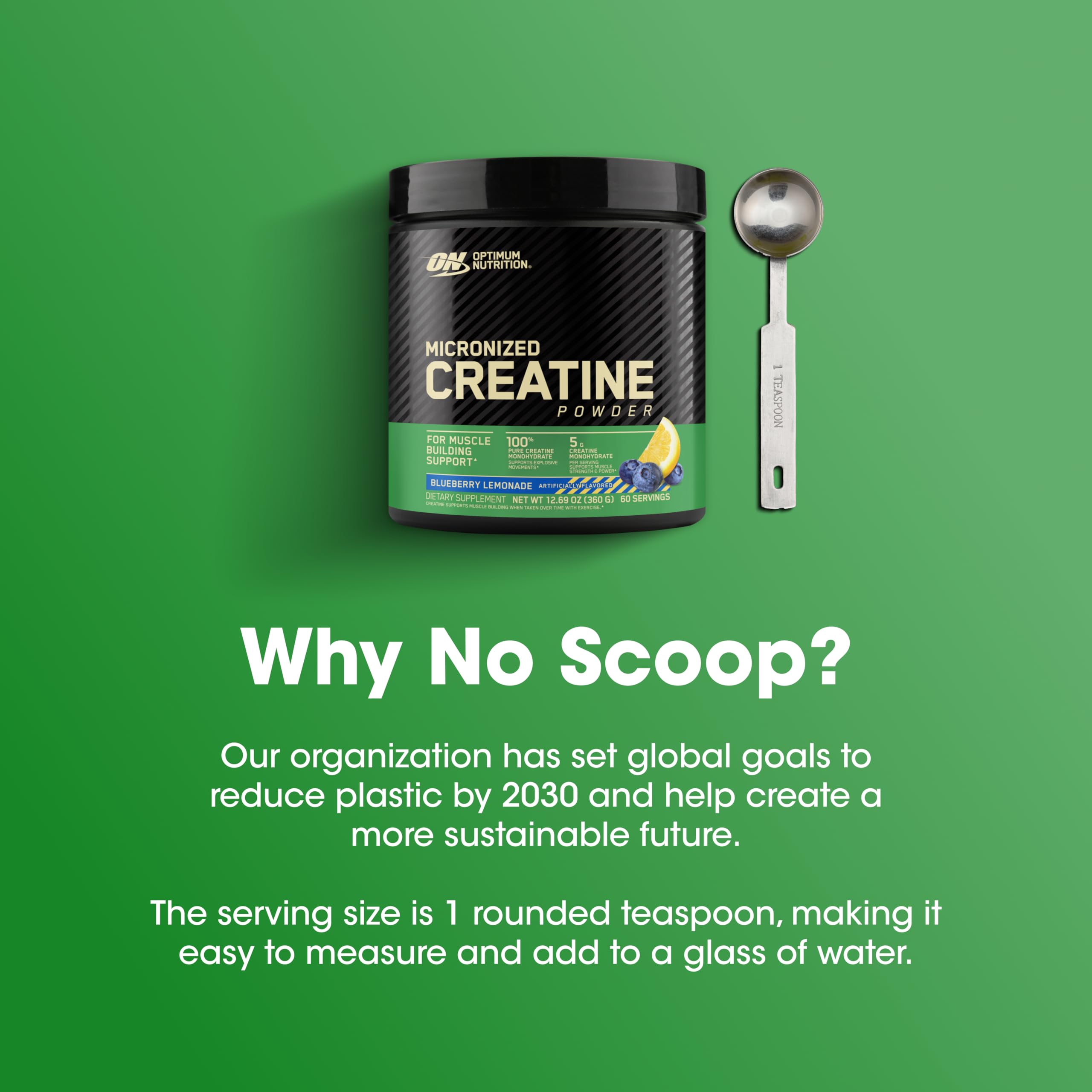 Optimum Nutrition Micronized Creatine Monohydrate Powder, Blueberry Lemonade Creatine, 60 Servings, 360 Grams (Packaging May Vary)
