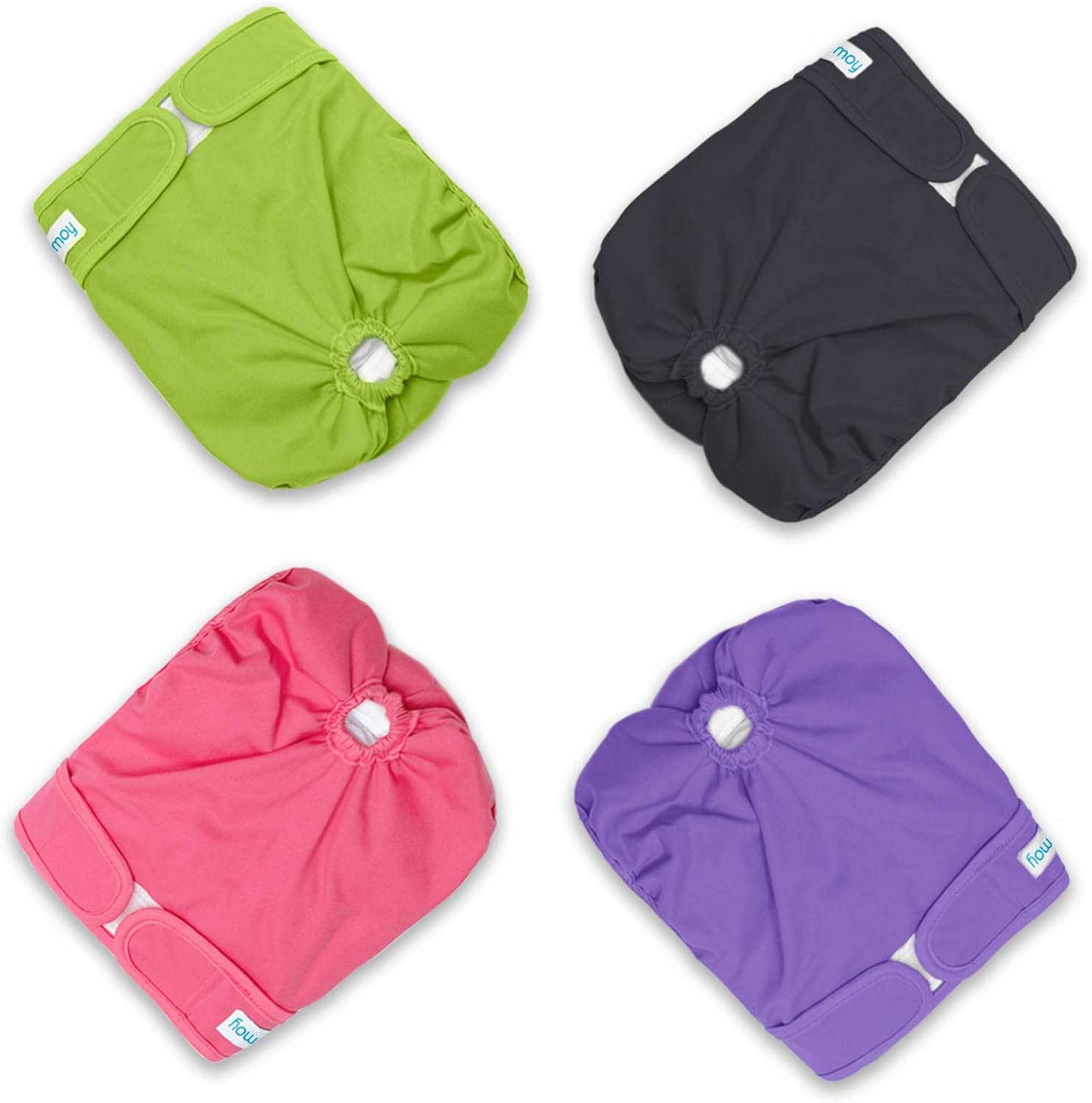 Teamoy 4pcs Pack Female Dog Nappies, Washable Dog Nappies Dog Sanitary Pants, Super-Absorbent and Comfortable, XS