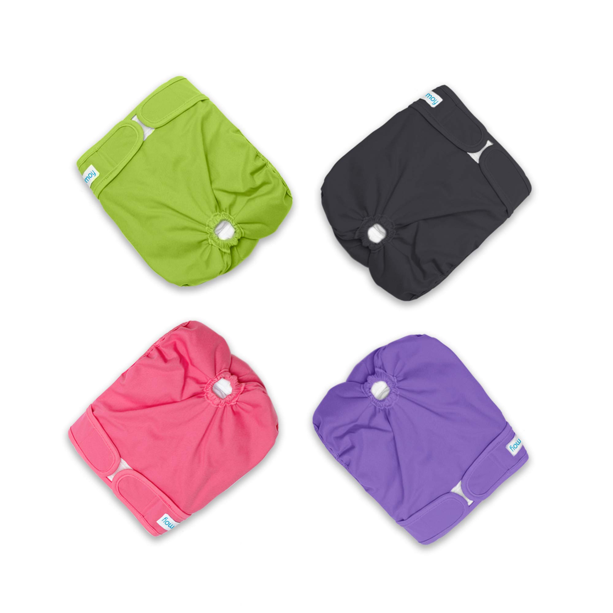 Teamoy 4pcs Pack Female Dog Nappies, Washable Dog Nappies Dog Sanitary Pants, Super-Absorbent and Comfortable, XS