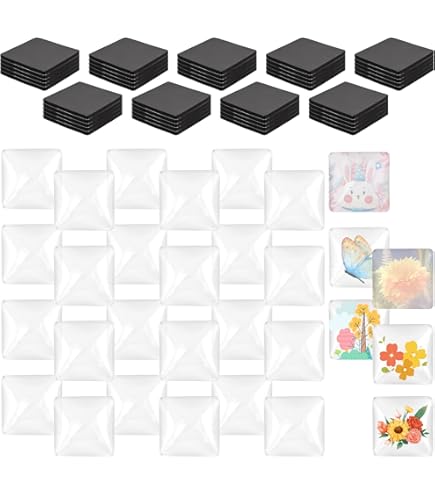 Swpeet Lot De 36 Aimants De Réfrigérateur En 5 Formes, Avec Aimant En Céramique Et Cabochons En Verre Transparent Pour Réfrigérateur DIY