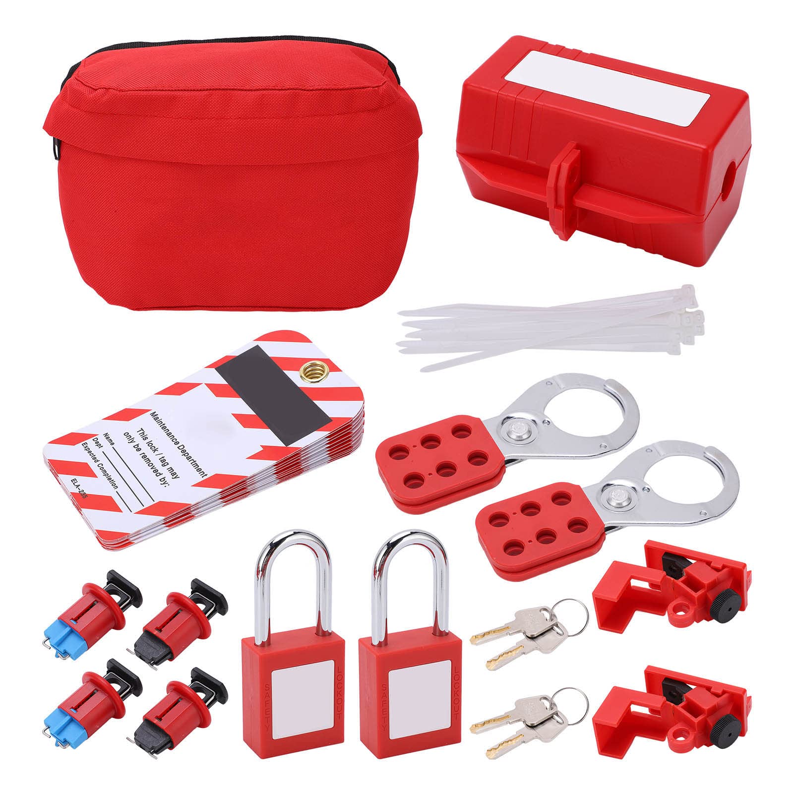 Haosie Lock Off Kit for Electricians, Electrical Lockout Tagout Kit, Lockout Tagout Locks Set, with Storage Bag and Lock Box, for Industrial