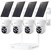 Kittyhok Solar Security Cameras Wireless Outdoor, 360° Pan & Tilt Home Security Camera, No Subscription, 2K Clarity, Color Night Vision, WiFi6 NVR with 64GB microSD Card, Local Storage, 5G & 2.4G WiFi