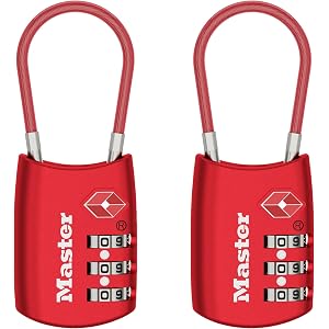 Master Lock Set Your Own Combination TSA Approved Luggage Lock, Red, 2 Pack, 4688REDEC2