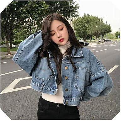 cropped batwing denim jacket
