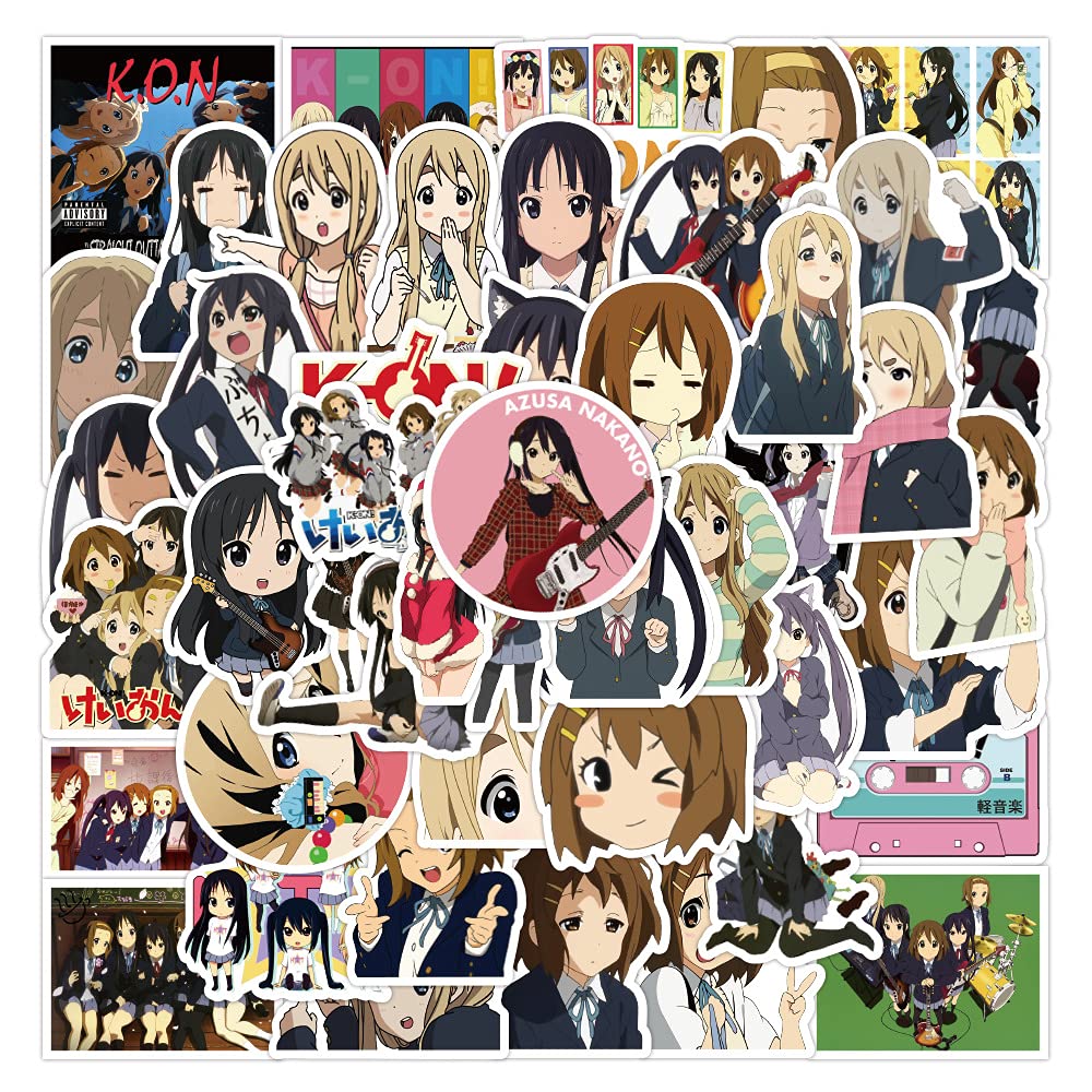 K-ON!! Sticker Pack 50pcs, Vinyl Sticker for Water Bottles Laptop Skateboard Notebook, Gift for Adults Kids Teens — image 1