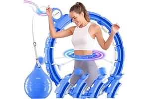 Cozylady Weighted Infinity Hoop with Color Changing LED Lights for Adults Weight Loss - Quieter & More Stable Hula Fit Hoops Plus Size -Workout Exercise Equipment Gift for Home,Fitness Room, Blue