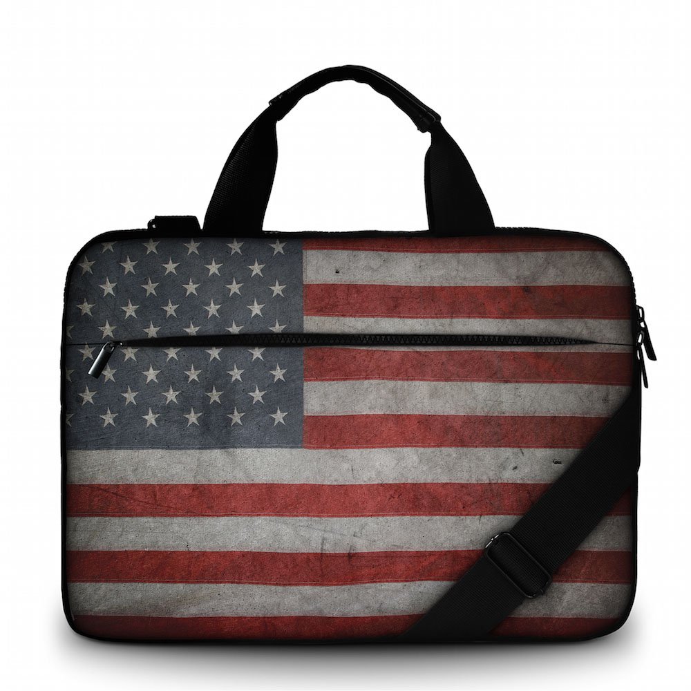 Silent Monsters Laptop bag case 17.3 inch made of Canvas with pocket for accessories, Design: USA — image 1