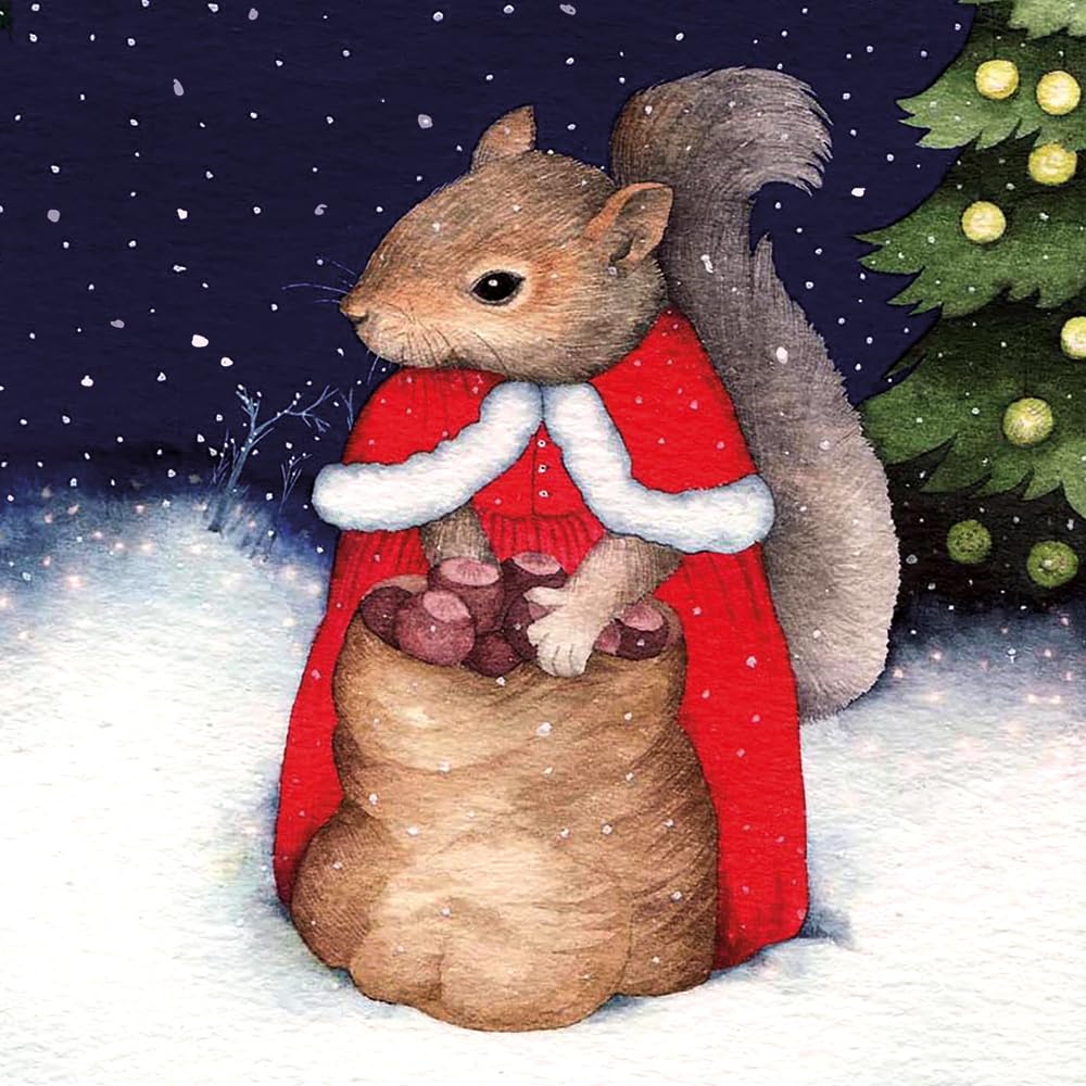 Museums and Galleries Charity Christmas Cards Pack of 8 - Charity Christmas Cards 2024 with Santa Squirrel Design - Eco-Friendly Xmas Cards Multipack with Envelopes