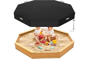 YEXCEND Feionar Octagon Sandbox Cover, 420D Oxford Cloth Waterproof Outdoor Sand Box Cover for Kids, Protect Sandbox Sand and Toys(Black,84" X 78" X 9")