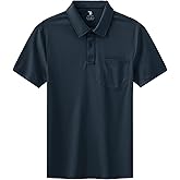 BASUDAM Men's Polo Shirts with Pocket Quick Dry Short Sleeve Active Performance