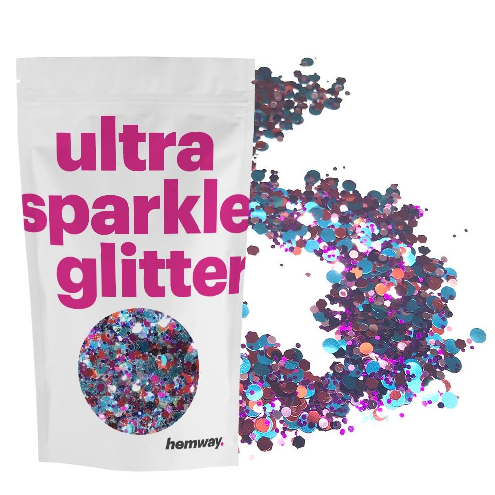 Hemway Harlequin Mix with Rose Gold Mix Glitter Chunky Multi Purpose Dust Powder Arts & Crafts Wine Glass Decoration Weddings Flowers Cosmetic Face Eye Body Nails Skin Hair Festival 100g