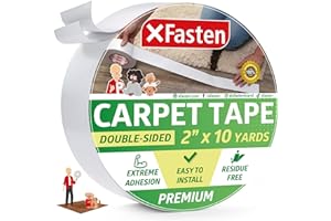 XFasten Double Sided Carpet Tape for Area Rugs and Carpets, Removable and Hardwood Safe, 2 Inches x 10 Yards, Ideal for Area 