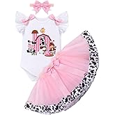 Baby Girl 1st Birthday Outfit Farm Cow Ladybug Romper Tutu Skirt Headband Christmas Bee Cake Smash Photo Shoot Clothes