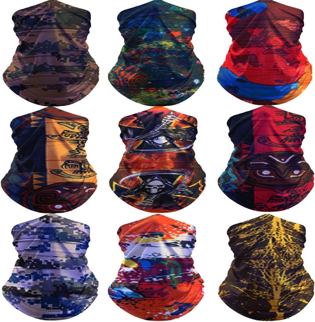 HCMY Multifunctional Magic Scarf Outdoor Headwear Bandana Sports Tube UV Face Mask for Workout Yoga 9pcs